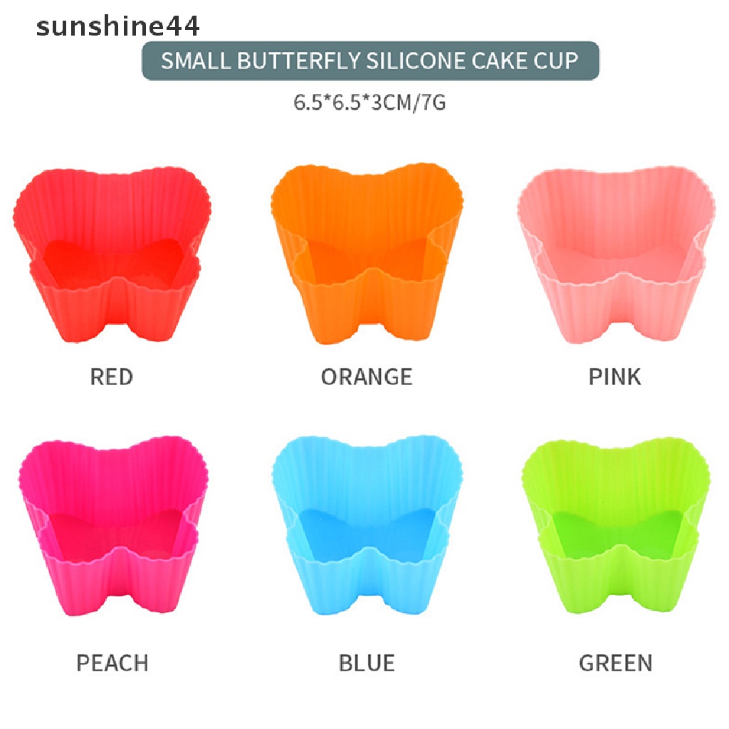 Sunshine 4Pcs Cetakan Cupcake / Muffin / Egg Tart / Pudding Bentuk Kupu-Kupu Bahan Silikon