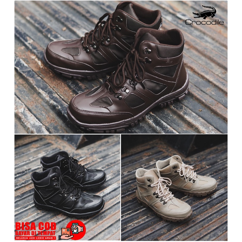 Sepatu Hiking Semi Boots Ujung Besi Crocodile Endure Pendaki Gunung Tactical Touring Outdoor Pria