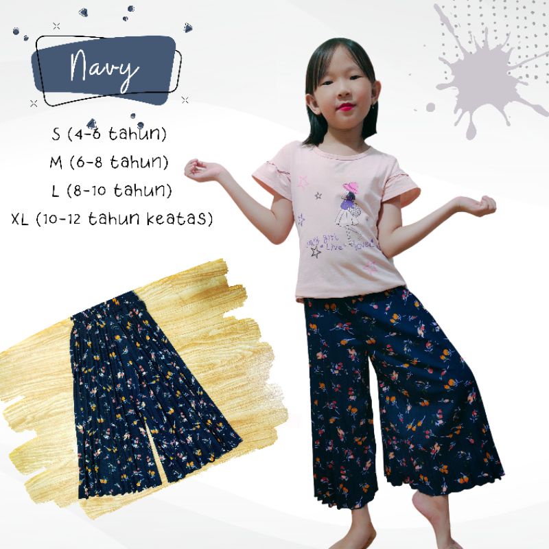 AM27 Celana PLISKET Panjang 1-15 thn Anak - Remaja KULOT MOTIF Lily &amp; Exclusive TERBARU