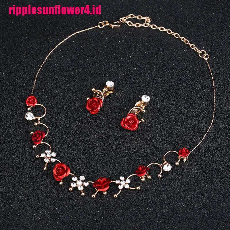 2pcs / set Kalung Dan Anting Klip Untuk Wanita