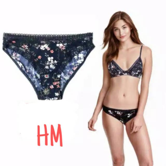 HEM Panty Navy Full Flower CUT LABLE