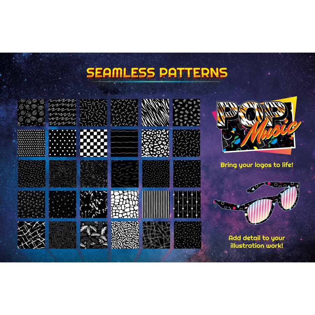 The Ultimate1980s Pattern Bundle - Vector Designs - The Bing Bang Pack