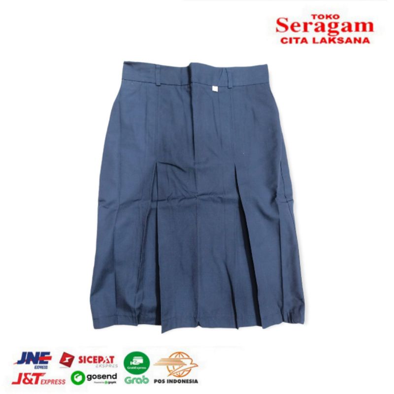 Rok SMP Biru Pendek Span 2 atau Belah 2 Seragam Sekolah