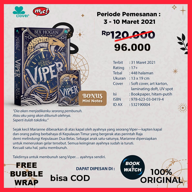 [READY STOCK] VIPER Isles of Storm & Sorrow - Novel Bex Hogan  Original Clover m&c Gramedia