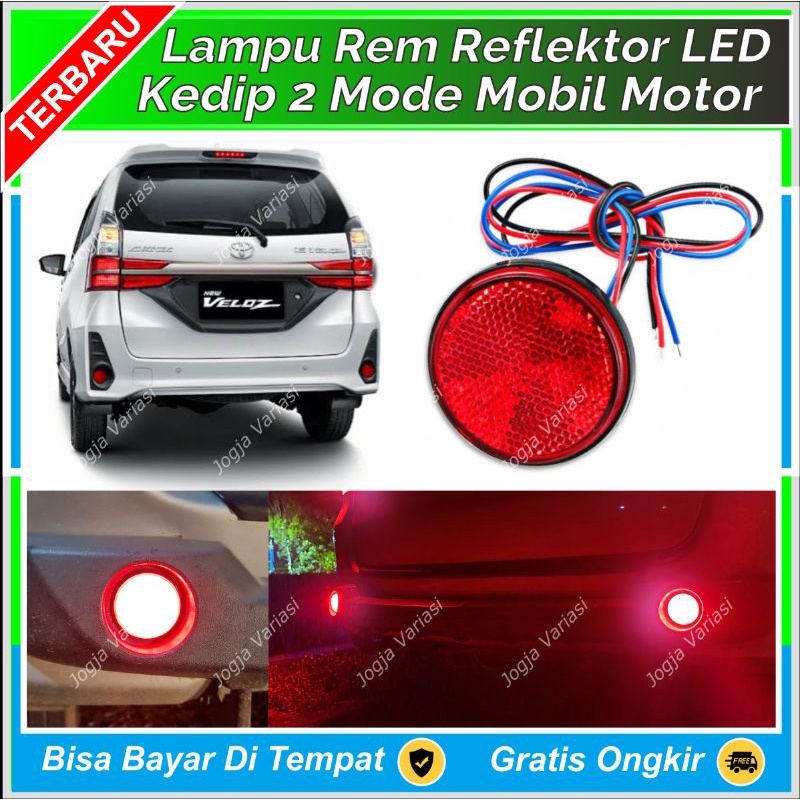 LAMPU REM REFLEKTOR SPAKBOR BUMPER DRL MATA KUCING BULAT 2 MODE BISA KEDIP STROB0 UNTUK MOBIL & MOTO