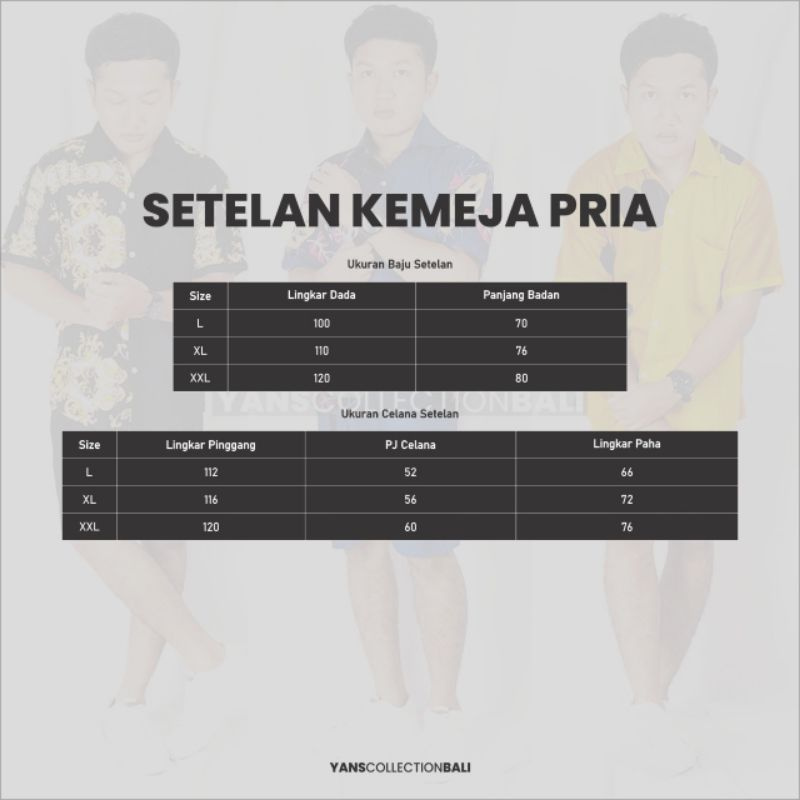 Setelan Pendek Kemeja Cowok BALI