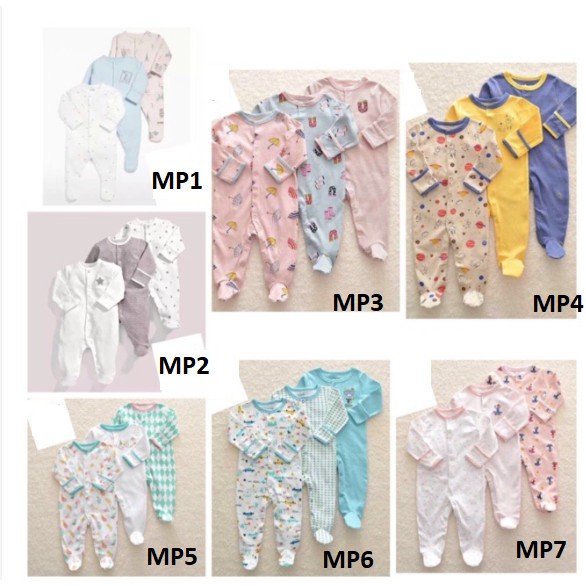 (Kiddiwear) COD PREMIUM QUALITY 3in1 sleepsuit Mamas Papas / sleepsuit panjang tutup lengan dan kaki