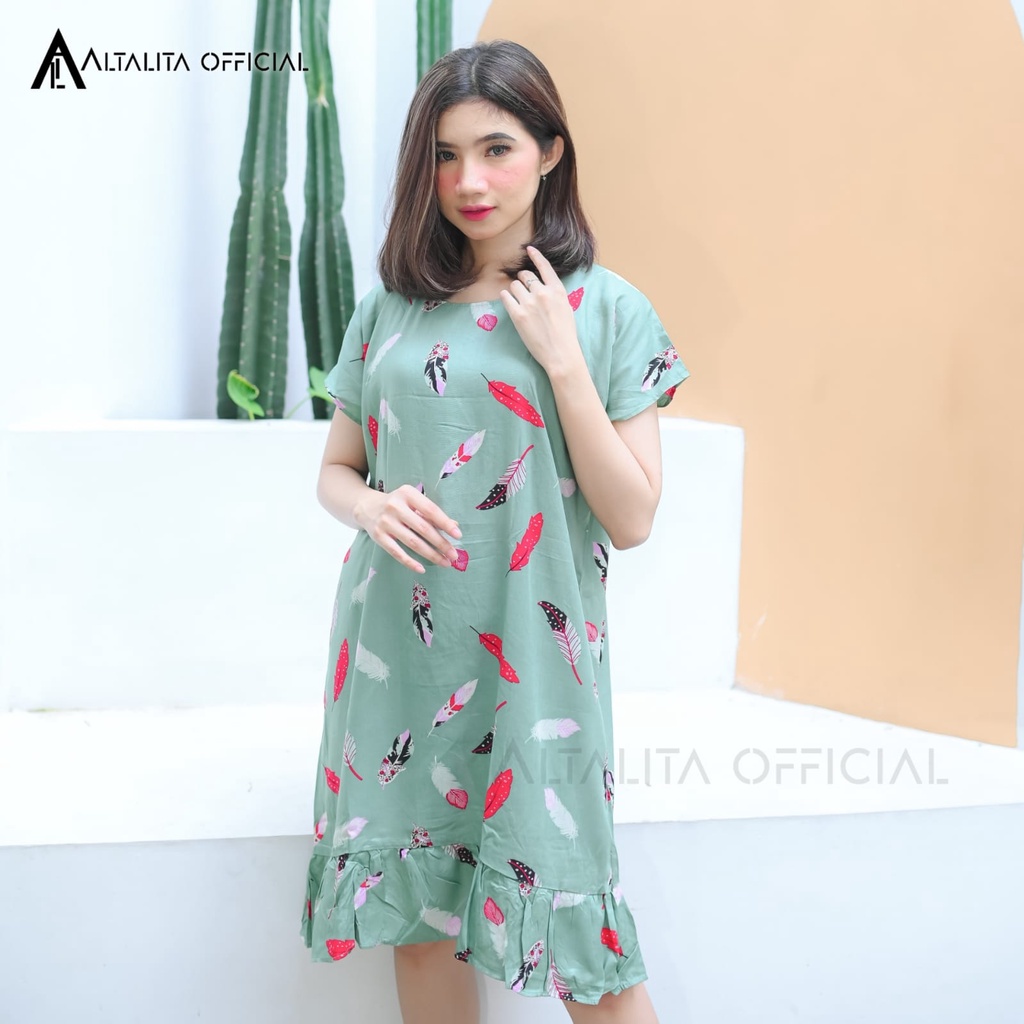 Daster Viral Ruffle Busui Friendly Resleting Depan Lengan Pendek | Daster Kekinian Busui Murah | Daster Rayon Busui Motif Terbaru Panjang Selutut