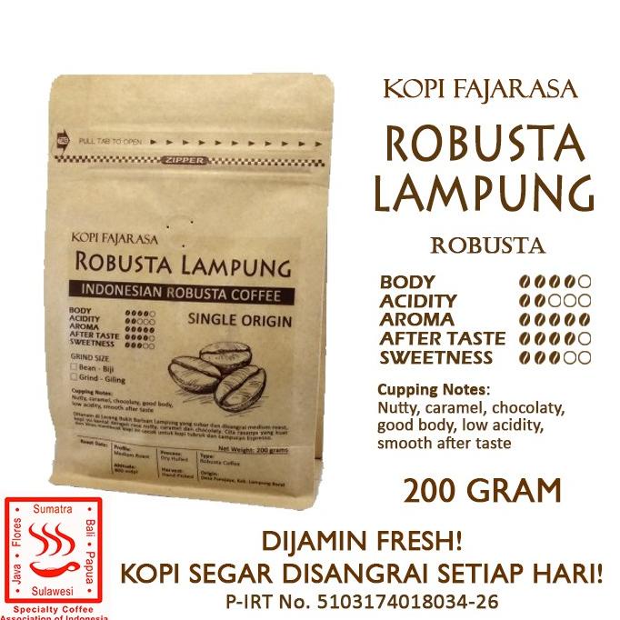 

[COD] Kopi Fajarasa Robusta Lampung Biji Kopi Robusta 200 gram [COD]