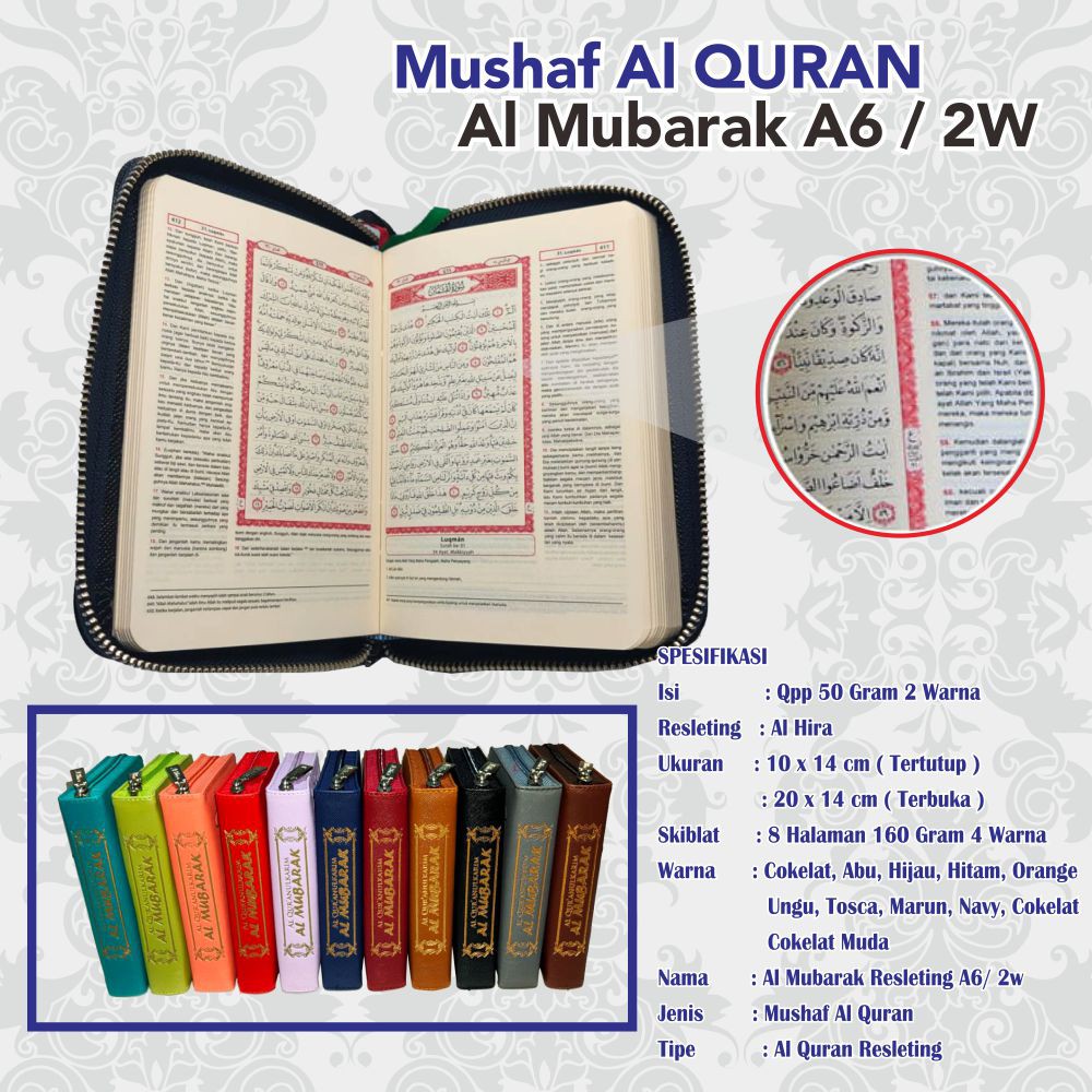 Promo Mushaf Saku Mini Resleting Ukuran A6 ( 16 x11) Alquran Terjemahan