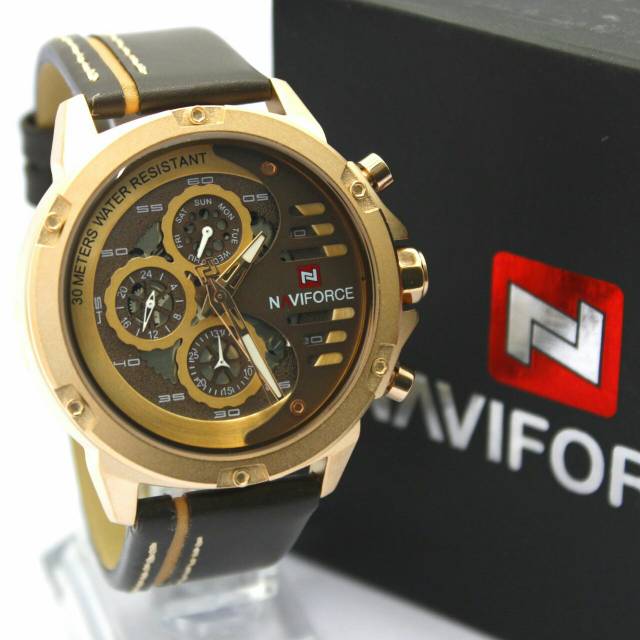 JAM TANGAN COWOK PRIA NAVIFORCE NF9110 MAN LEATHER ORIGINAL
