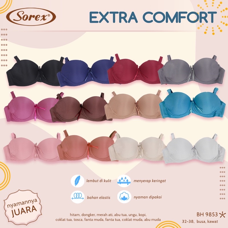 BH | Bra Setengah Cup SOREX 9853 Extra Comfort Pakai Kawat &amp; Busa Tipis