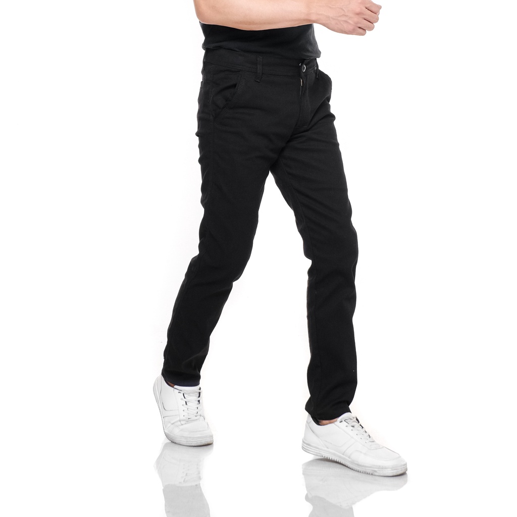 Dottore Black | Celana Panjang Chino Hitam Pria Cowok Basic Chino Pants | FORIND x Giant Flames