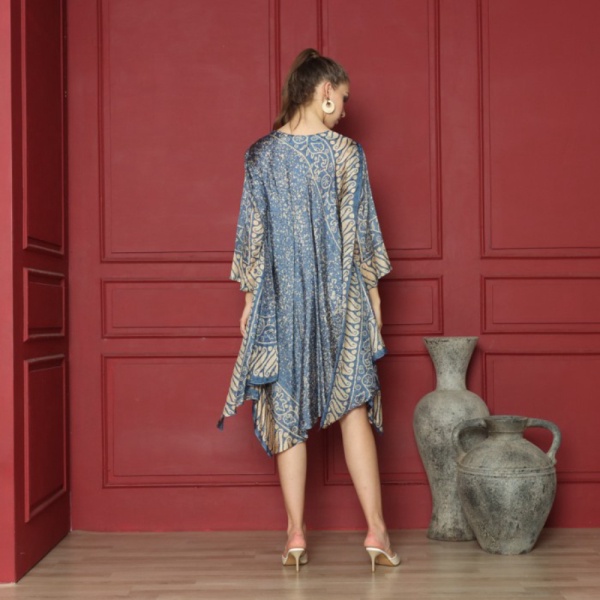 Promo RINJANIE AVON - DRESS BATIK - DRESS BOMBAI LAYER 09 BLUE - all size Limited