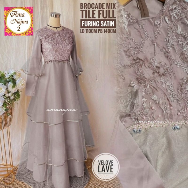 HPS Store - Ama Najwa Dress gamis brokat Velove maxy| Dress | Pakaian Muslim | Gamis | Muslimah Outf