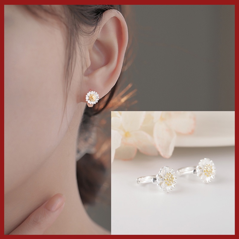 Anting Tusuk Sterling Silver 925 Model Bunga Chrysanthemum Untuk Wanita