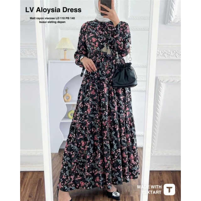 LV aloysia dress gamis rayon viscose premium/gamis premium