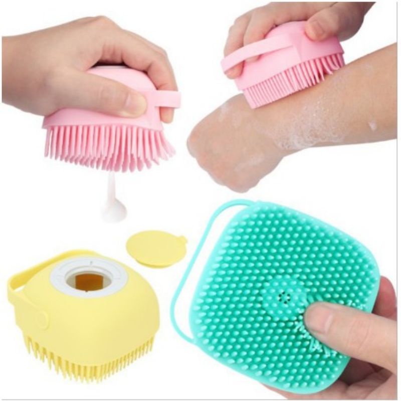 Silicone Brush/ Spon Mandi Silikon/ Spon Mandi Busa Dengan Tempat Sabun