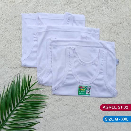 3 Pcs Singlet Agree ST 02 - Kaos Dalam Anak Laki Laki - Perempuan - Warna Putih