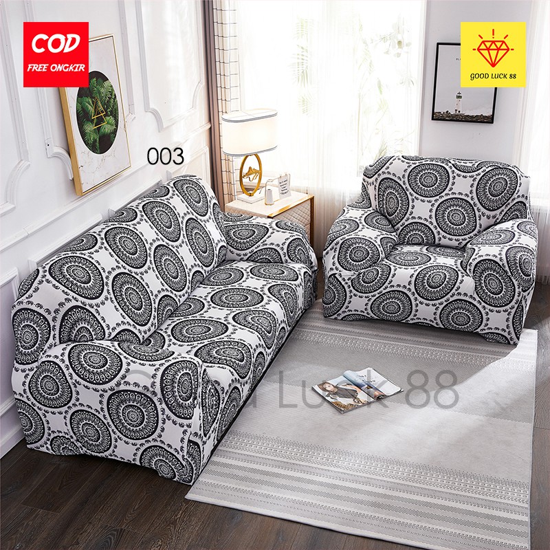 Cover Sofa Elastis Uk 1 2 3 4 Seater / Cover sofa L Shaped Motif Terbaru