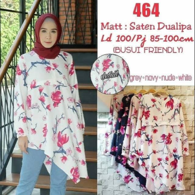 TUNIK KOREA MOTIF BUNGA CANTIK