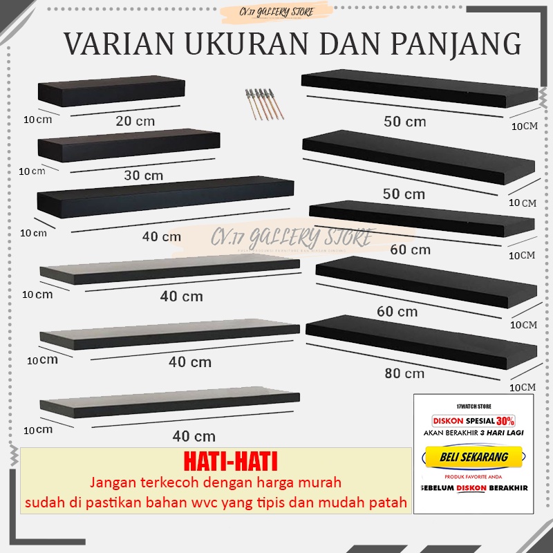 Rak Papan Tak Hiasan Ambalan Hambalan Tempat penyimpanan Buku Bunga make up Makeup Kosmetik Bumbu Dapur Dekorasi Dinding Dingding Tembok 3 PCS Tempel Ruang Tamu Kamar Tidur Cowok Cewek Kayu Jati Belanda Susun Serbaguna Minimalis Tanpa Bor Murah Mewah 10CM
