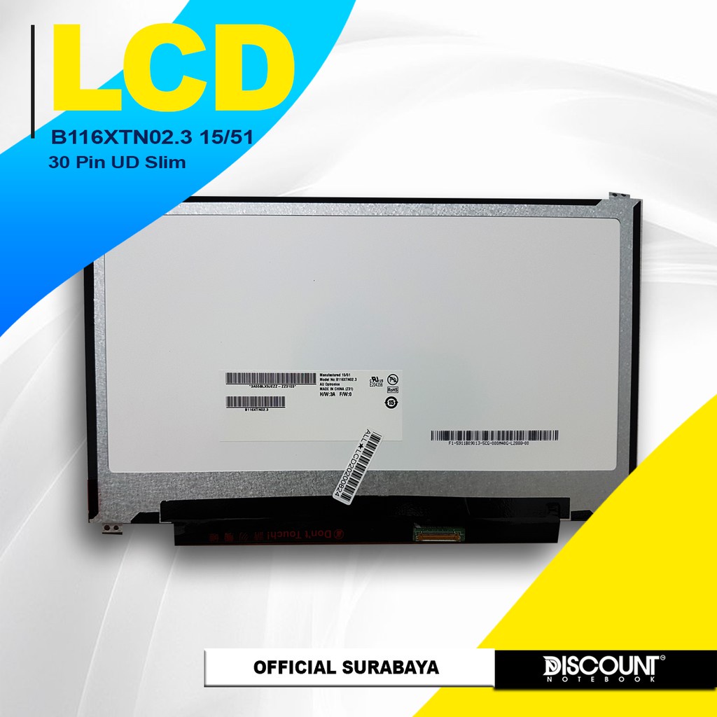 LCD LED LAYAR LAPTOP 11.6" SLIM 30pin
