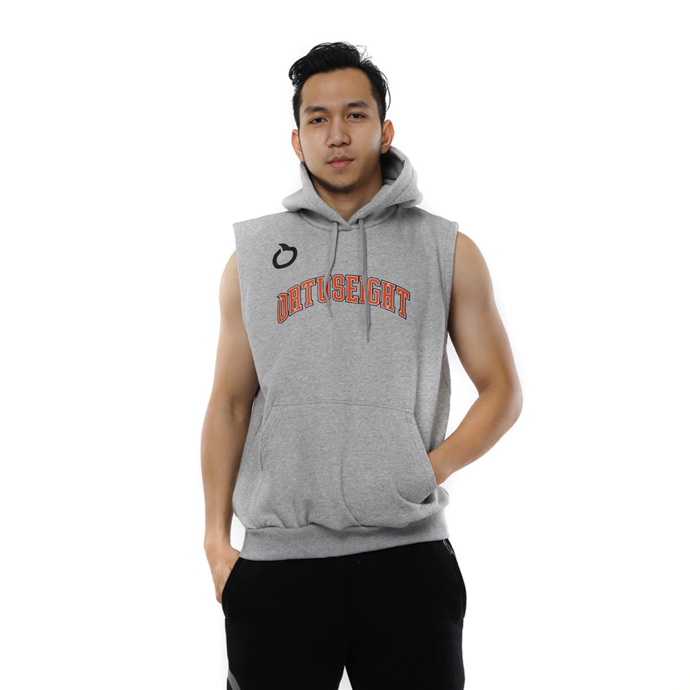 ORTUSEIGHT HOODIE SLEEVELESS - MISTY/OTRANGE