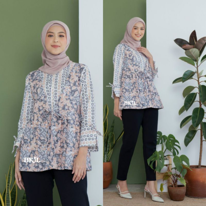 BAJU BATIK WANITA MODERN MONALISA GENES M L XL XXL asli PEKALONGAN TERBARU 2022 BLOUSE KANTOR-kotak rompi