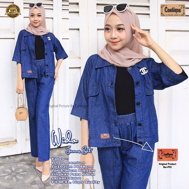 WIDA SETELAN WANITA JEANS WASH LD 102CM PB 48CM || LP 64-96CM PJ 91CM LINGKAR PAHA 60CM FIT M-XL