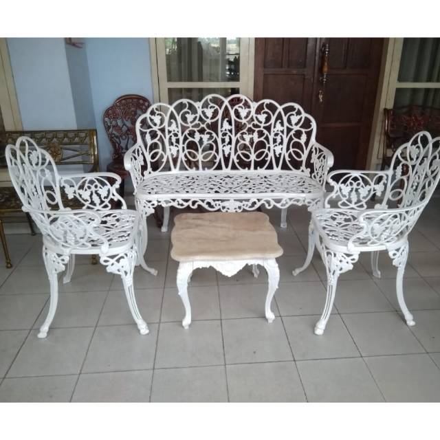 Meja dan 3 kursi teras bahan onyx variasi besi khas Tulungagung Best Seller