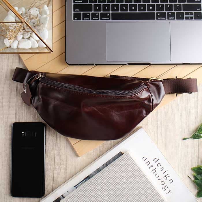 Tas Pinggang Selempang kecil KULIT ASLI pria wanita ISHIYA GERMANIC Murah