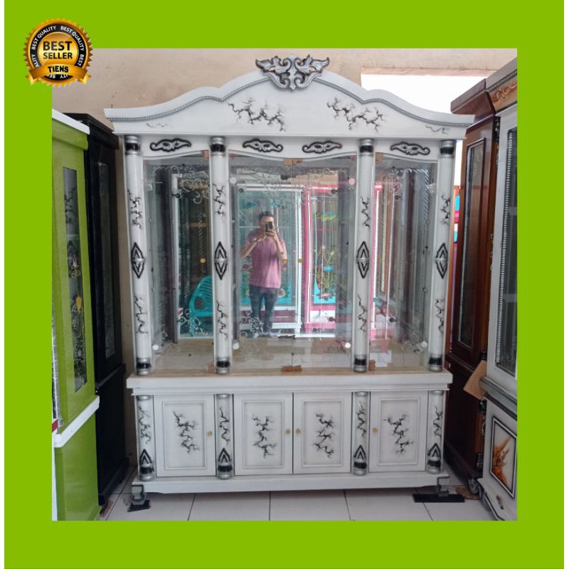 lemari pajangan kristal 4 pintu