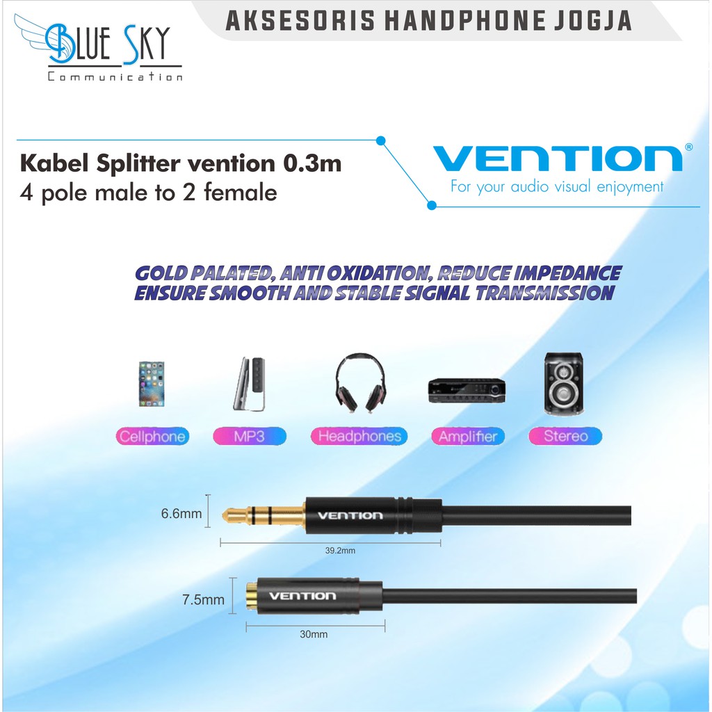 KABEL SPLITTER VENTION 0.3M 4 POLE MALE TO 2 FEMALE / BBVBY