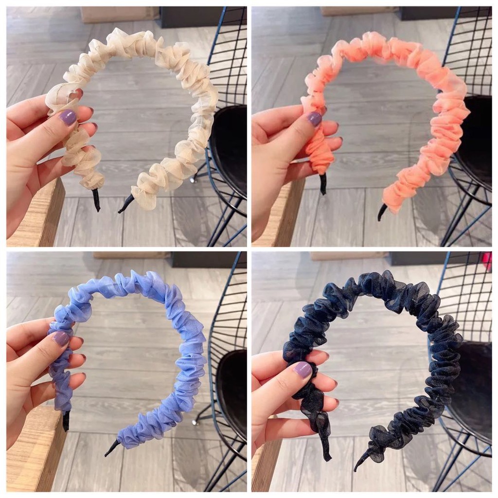 Bando Bahan Sifon Warna-Warni Gaya Korea Untuk Aksesoris Rambut Wanita