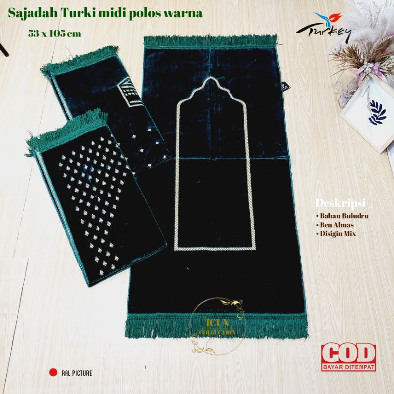 Sajadah Turki Buludru Midi Polos | Ukuran Sedang 55 x 105