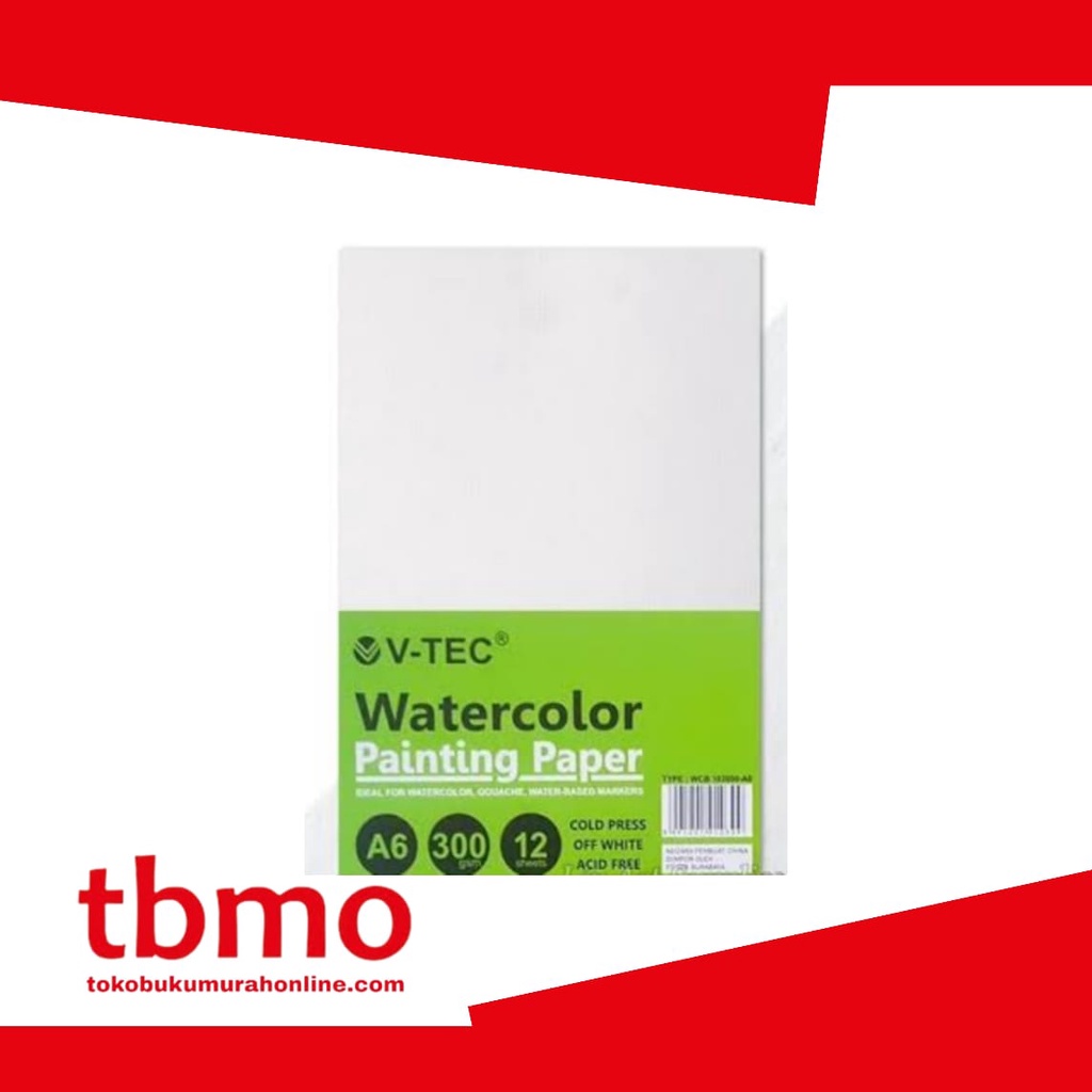 

TBMO WATER COLOUR PAINTING PAPER WCB 103000 12S/300GR UK.A6 V-TEC / KERTAS GAMBAR / KERTAS LUKIS