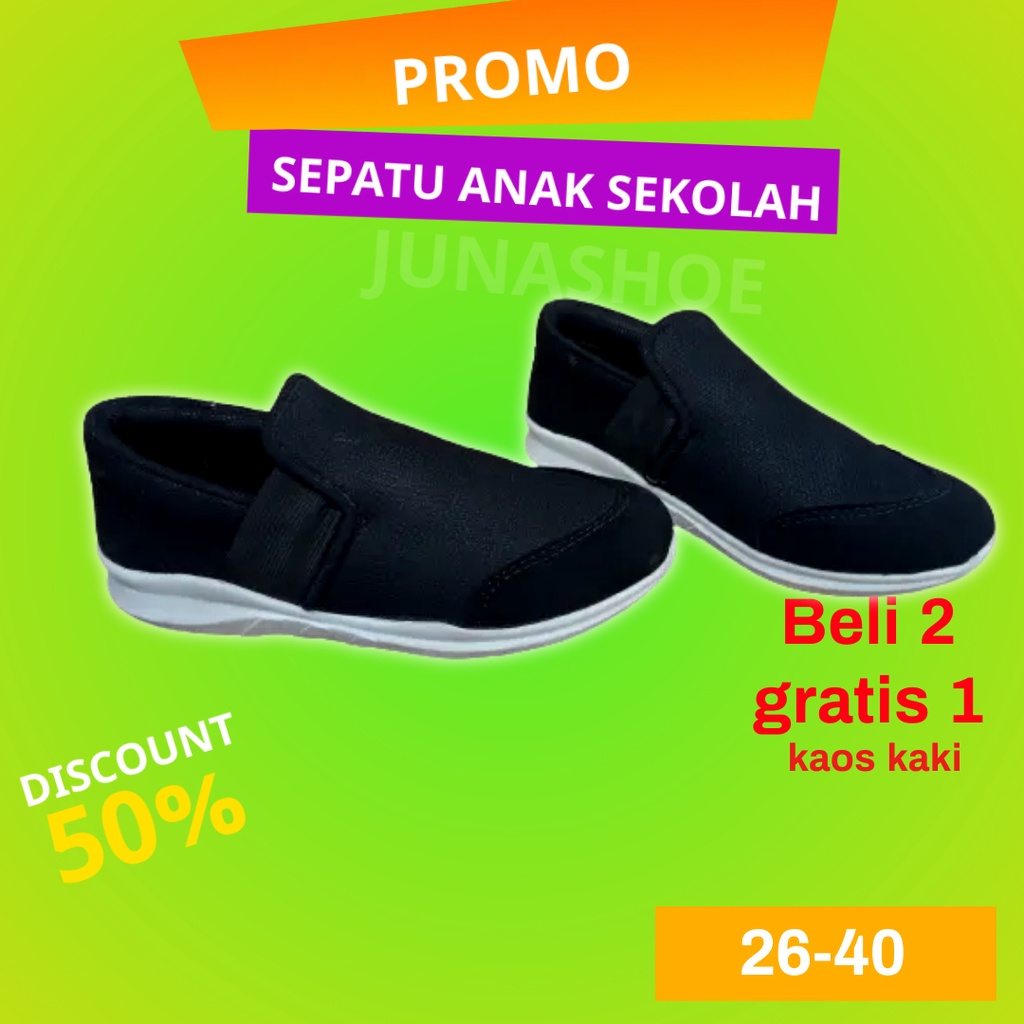 sepatu sekolah anak sd smp sma tk paud sepatu slip on cewe cowosepatu anak laki laki dan perempuan