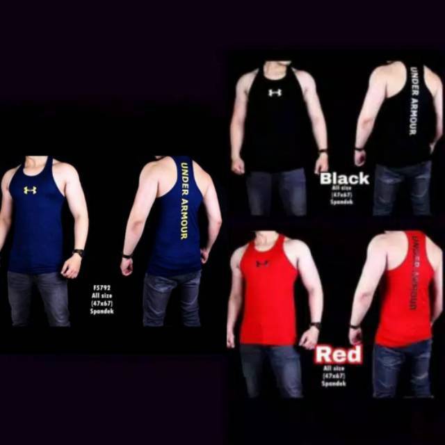 Singlet lekbong tanktop gym shark fitness pria baju kaos