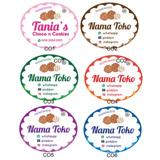 Sticker / stiker label nama toko produk cookies / makanan manis / kue