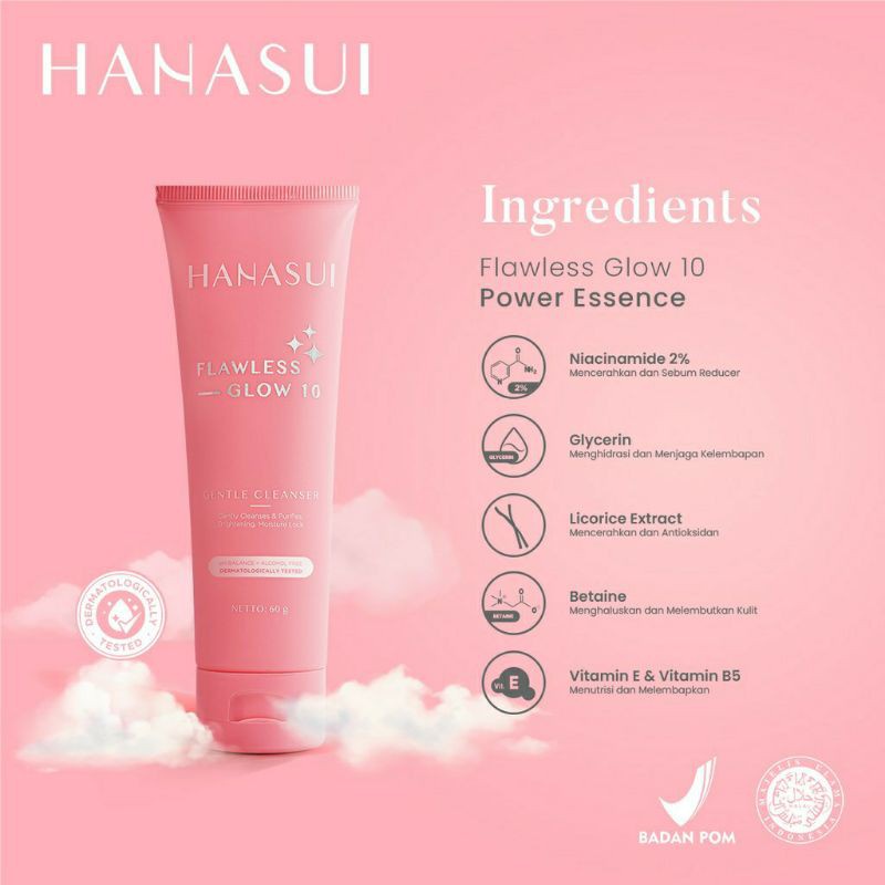 HANASUI Flawless Glow Series / Serum Facial Wash Day &amp; Night Cream [Free Pouch]