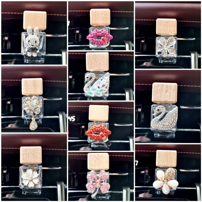 Diffuser apel kotak clip AC ventilasi mobil car essential oil parfum aroma terapi botol kaca murah