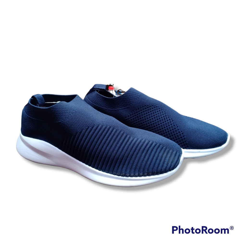 Sepatu Pria ANDO PANAMERA Biru Tua / Putih Slip On 100% Original Sneakers Dewasa Size 39-43