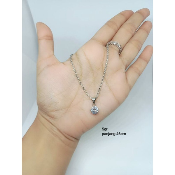 kalung nori ukir + liontin solitaire mp/kalung perak asli silver925 lapis emas/kalung fashion