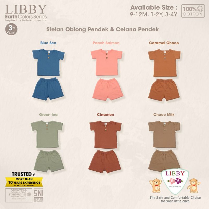 Libby Earth Series Setelan Oblong Pendek Kaos Anak 1-4 tahun