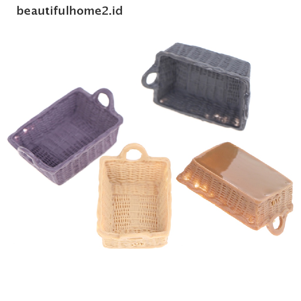 [beautifulhome2.id] 1/12 Dollhouse Miniature Mini Resin Storage Basket Model Accessories Toys ID