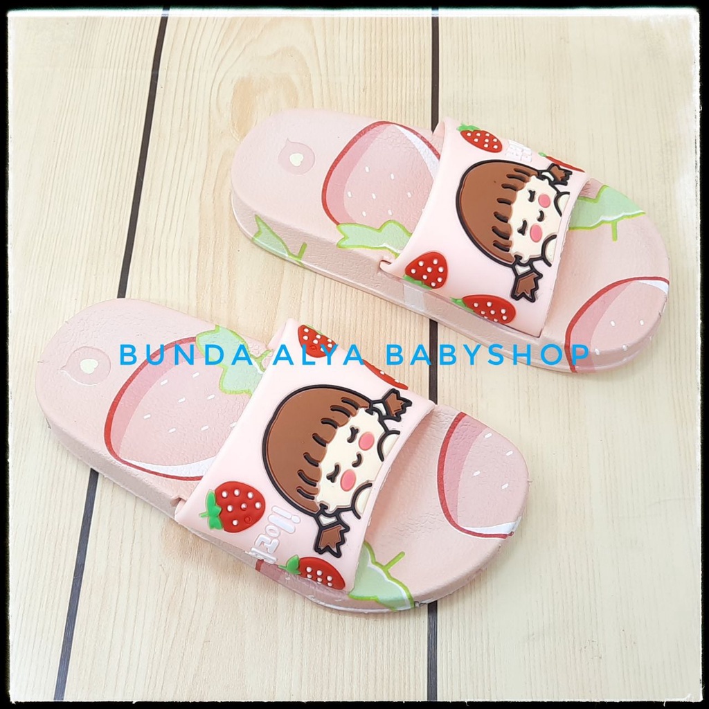 Sandal Anak Perempuan IMPORT Umur 3 4 Tahun Motif Kartun PINK Elastis - Sendal Anak Cewek Elastis Anti Licin Size 25 - 33