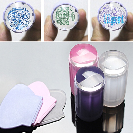 Lily Set Stempel Jelly Transparan + Scraper Untuk Nail Art / Manicure