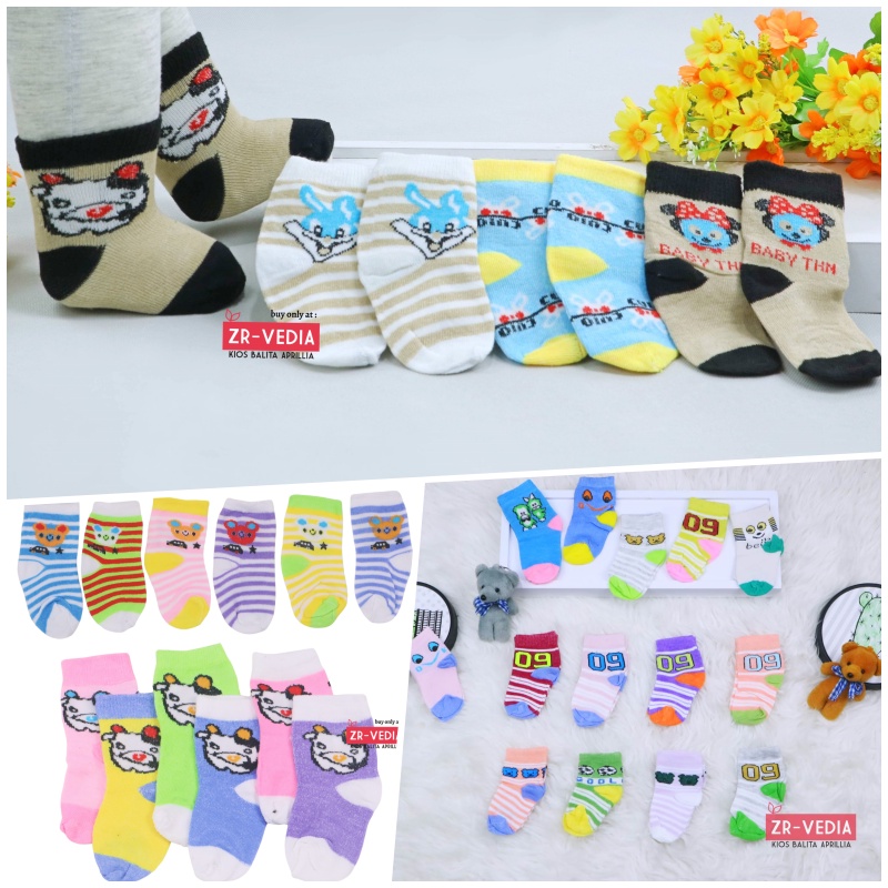 (SATUAN) Kaos Kaki Bayi Polos Warna Kaos Kaki New Born - 12 Month / SNI Baby Socks Rajut Anak Laki Cewek Kiosbalitaaprillia