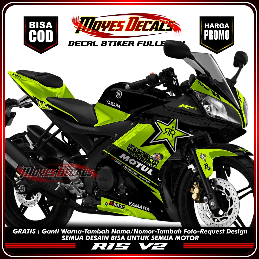 Decal R15 V2 Decal R15 V2 full body motif Rockstar Striping motor R15 V2 old full motif Sticker R15 